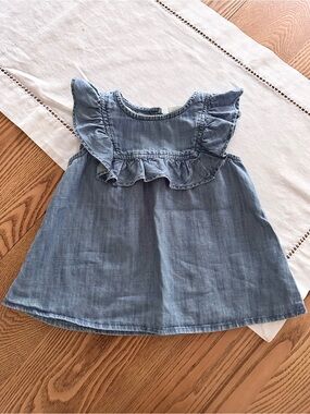 Old Navy Chambray Blue Ruffle Top